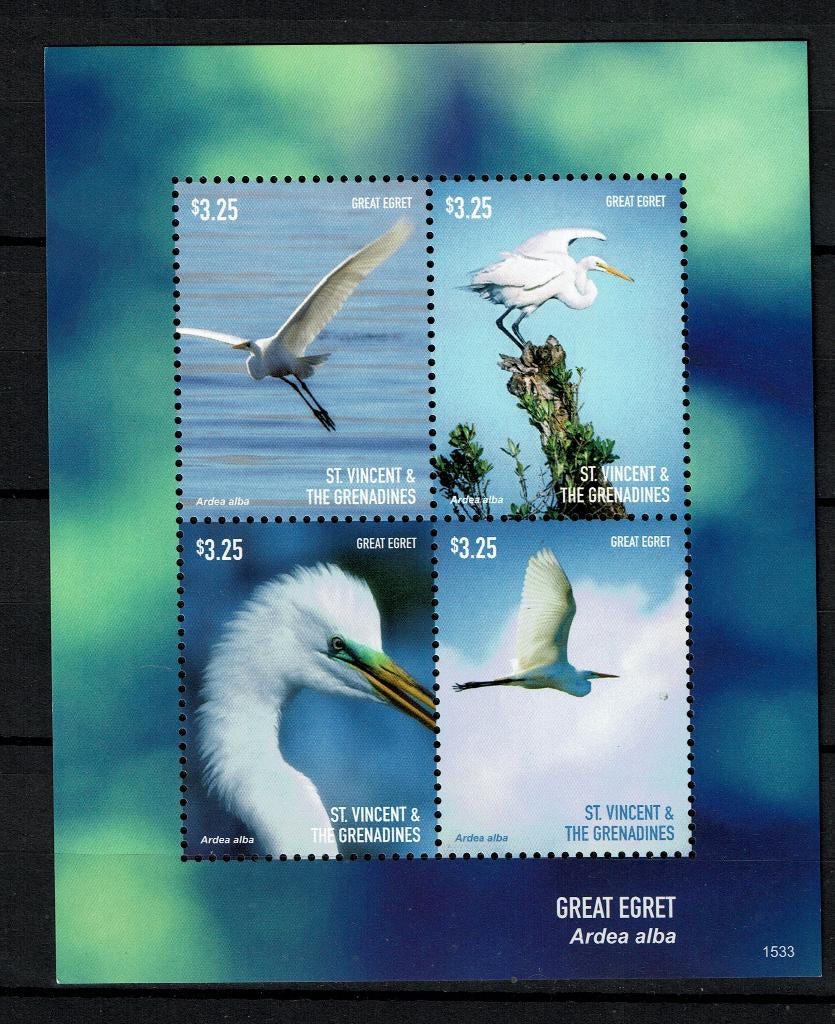 ST VINCENT 2015 PF BLOK REIGERS VOGELS BIRDS HERON 2, Ophalen of Verzenden, Postfris, Dier of Natuur