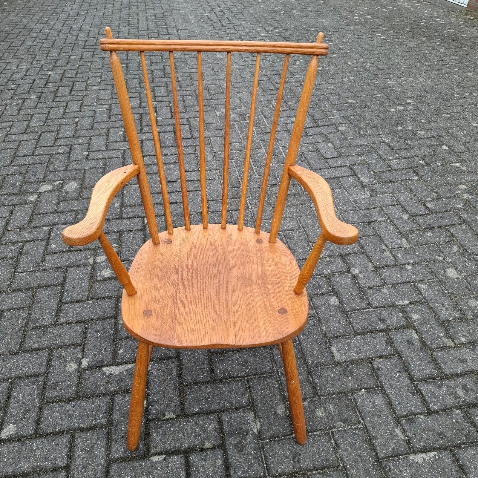 vintage eiken fauteuil met spijlen, Antiek en Kunst, Ophalen