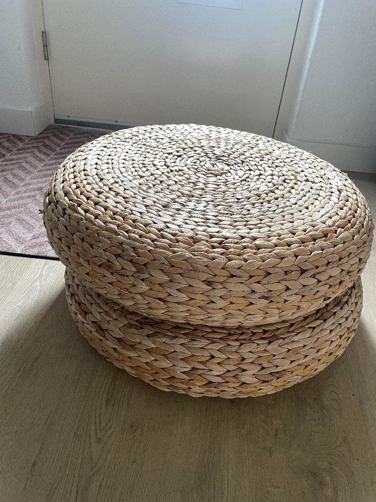 Alseda Ikea rotan Voetenbank/tafel/poef van bananenvezels, Huis en Inrichting, Ophalen, Rond, Zo goed als nieuw, 50 tot 75 cm