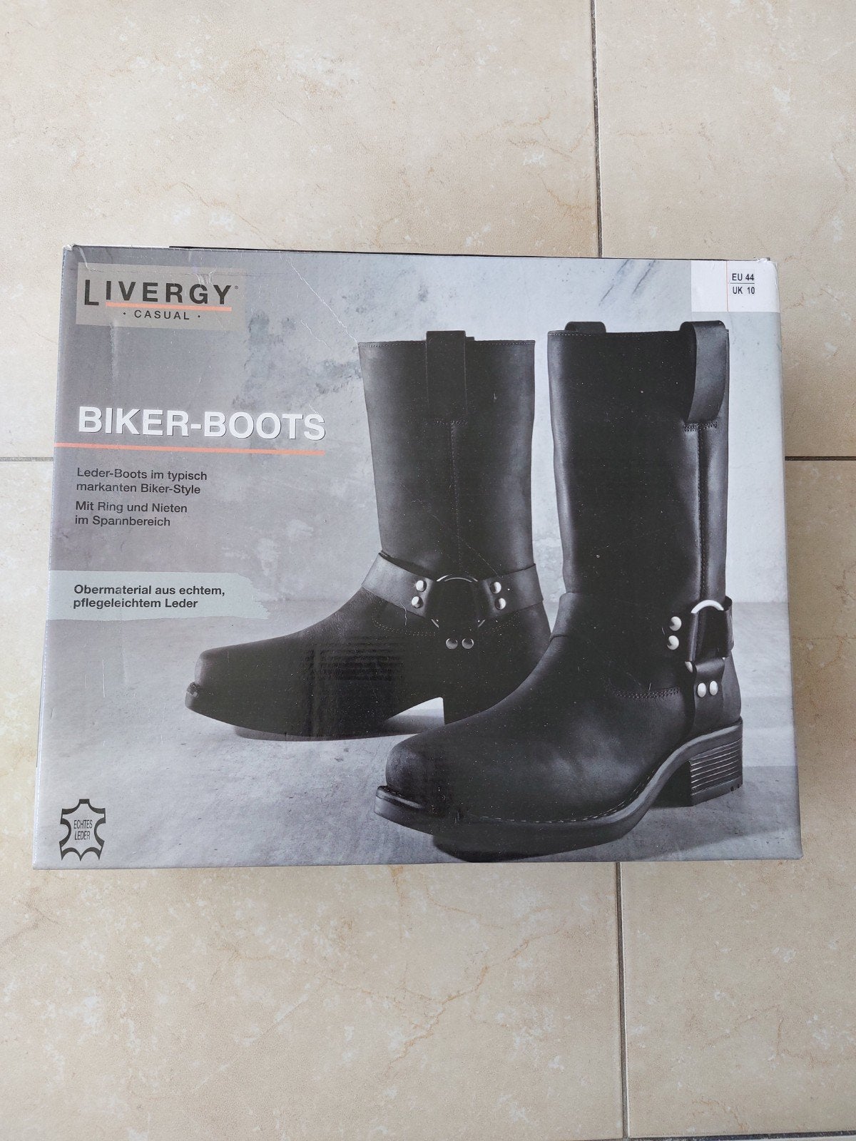 Nieuwe LIVERGY Biker Boots Leer Maat 44 met Ring en Studs, Kleding | Heren, Schoenen, Nieuw, Boots, Zwart, Verzenden