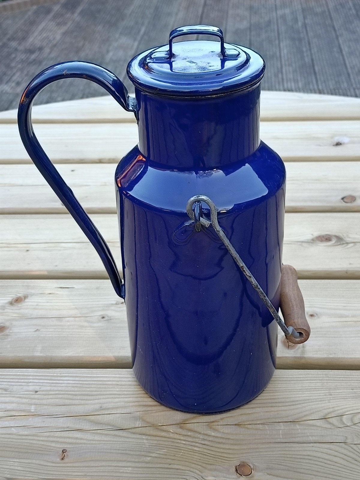 Vintage emaille melkkan donkerblauw, Ophalen of Verzenden