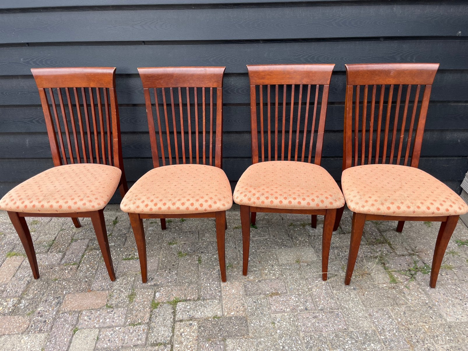 Eetkamerstoelen vintage kersenhout 4 stuks, Ophalen, Gebruikt, Bruin, Vier