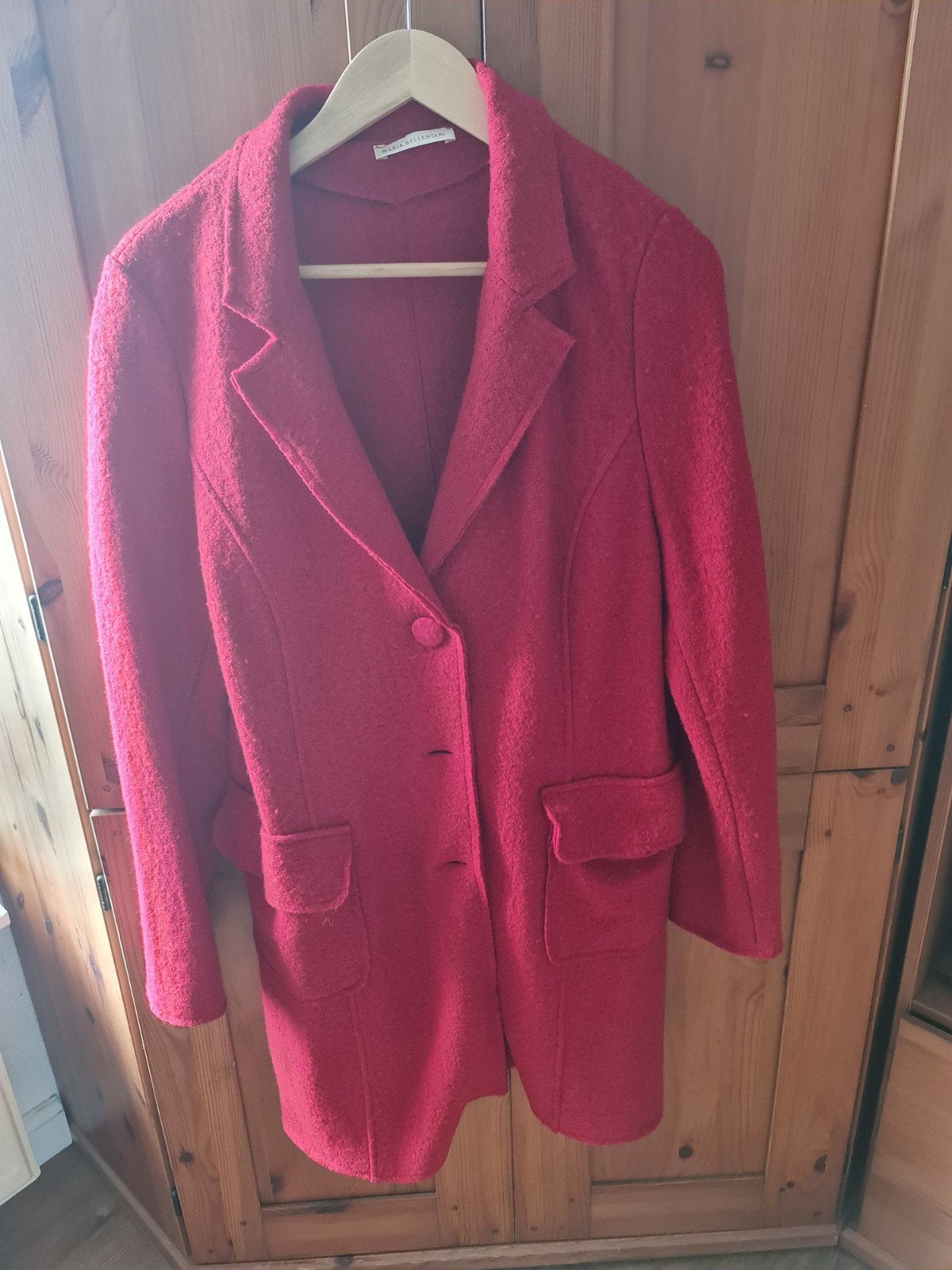 Rode wollen jas Maria Bellentani - Maat XL, Maria Bellentani, Maat 46/48 (XL) of groter, Ophalen of Verzenden, Gedragen