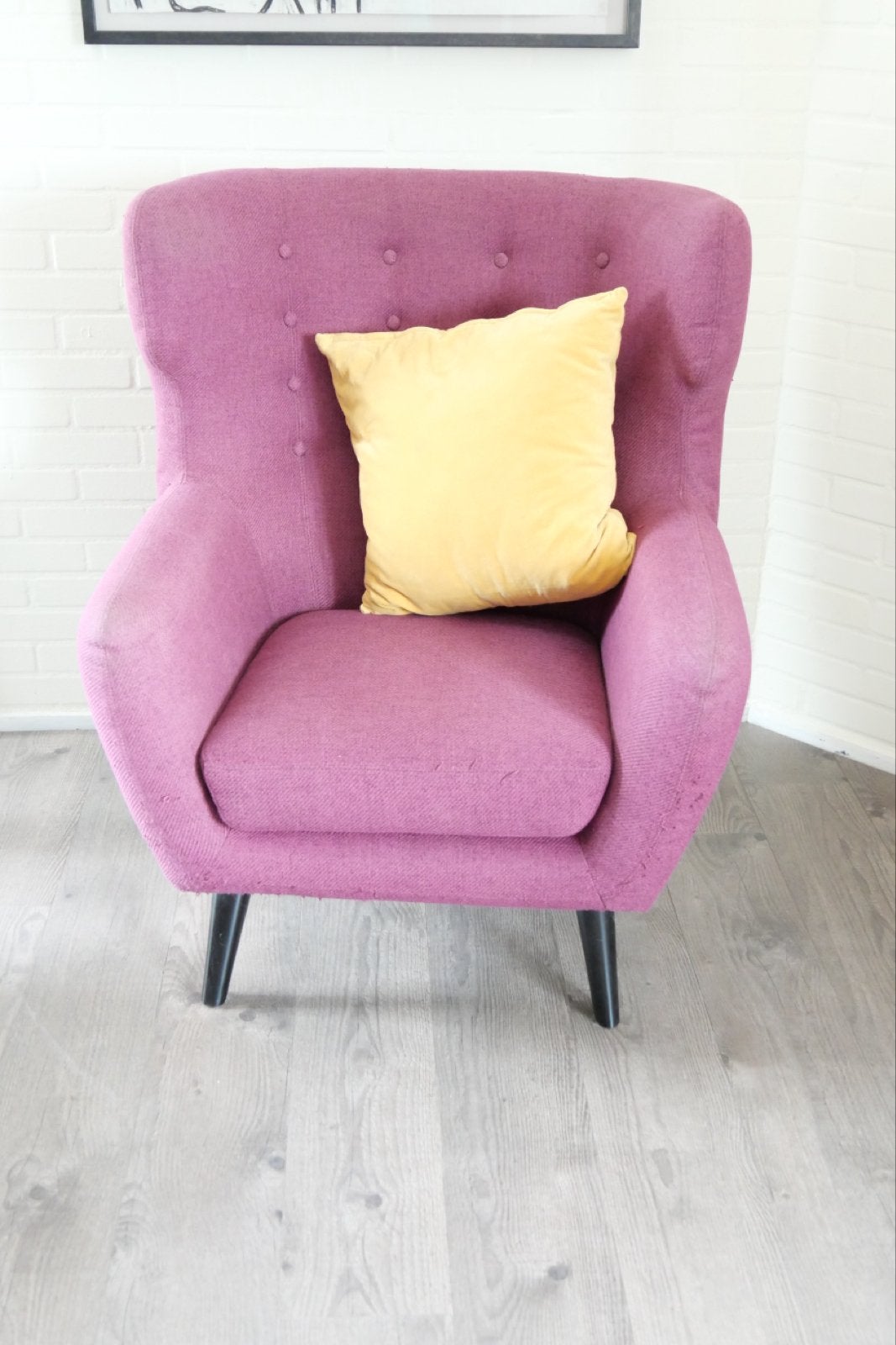 Paarse Vintage Fauteuil - Comfortabel en Stijlvol, Ophalen, Gebruikt, Stof, 75 tot 100 cm