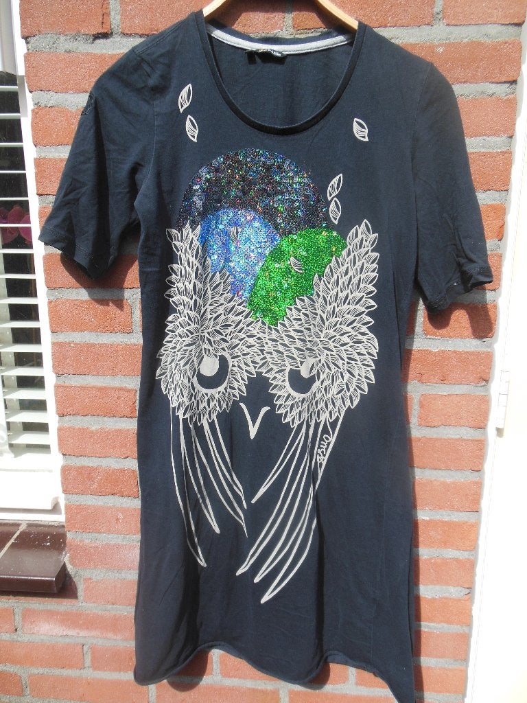 Leuk zwart jurkje met glitteruil Gsuss Medium mt 36-38, Kleding | Dames, Jurken, Zwart, Ophalen of Verzenden, Maat 36 (S), Boven de knie