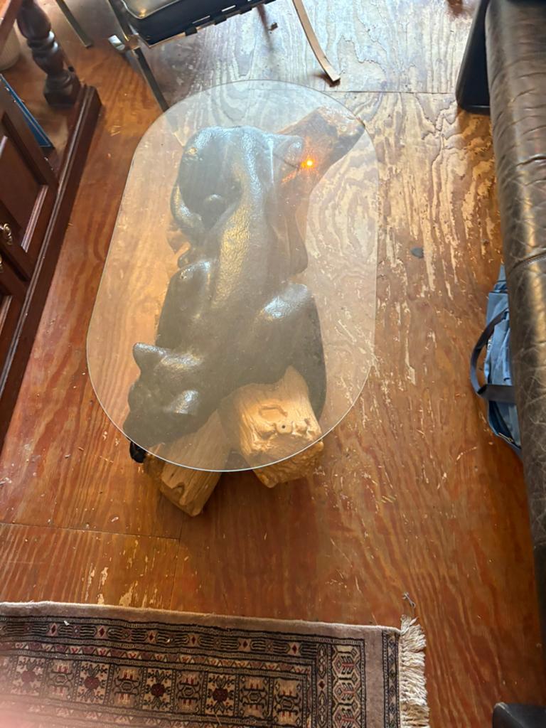 Panter Salontafel met Glazen Blad, Huis en Inrichting, Tafels | Salontafels, Ophalen, Gebruikt, 50 tot 100 cm, Glas
