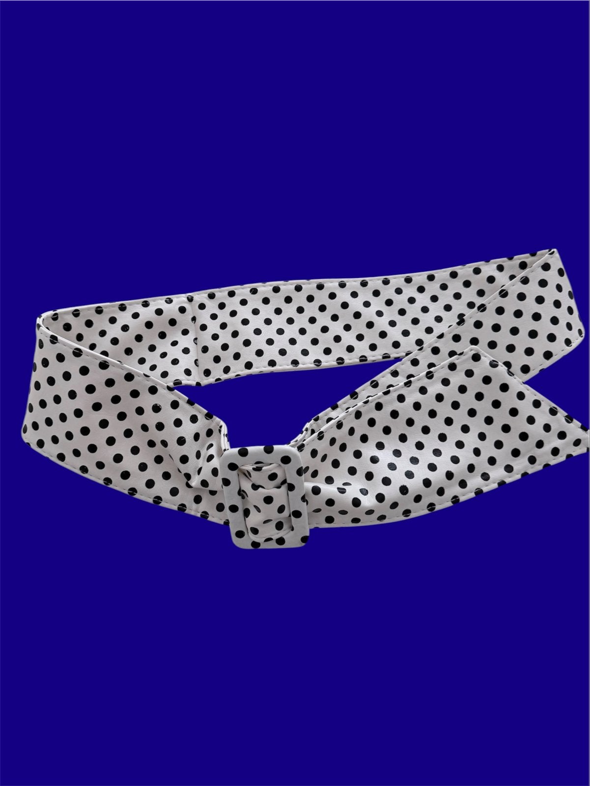 Leren riem dotty|polkadot|wit zwart, 5 cm of meer, Wit, 90 tot 100 cm, Tailleriem