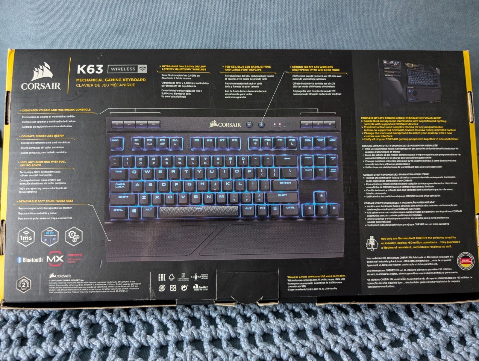 Corsair K63 Wireless Mechanisch Gaming Toetsenbord, Computers en Software, Ophalen, Gaming toetsenbord, Zo goed als nieuw, Draadloos