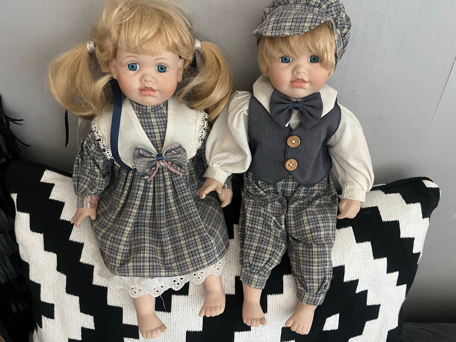Decoratieve Stenen Poppen: Jongen en Meisje, Ophalen of Verzenden, Gebruikt, Pop