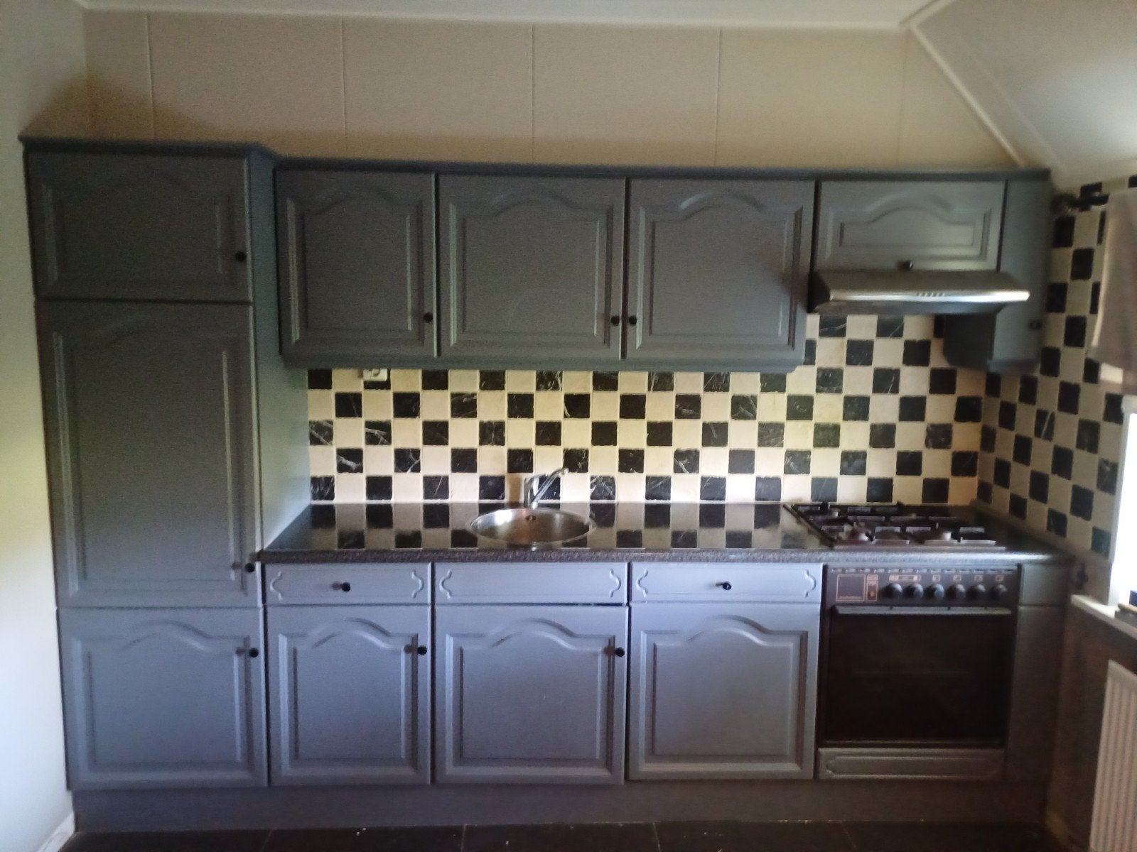 Landelijke eiken keuken!, Huis en Inrichting, Keuken | Complete keukens, Ophalen, Gebruikt, Blauw, Enkelwandige keuken