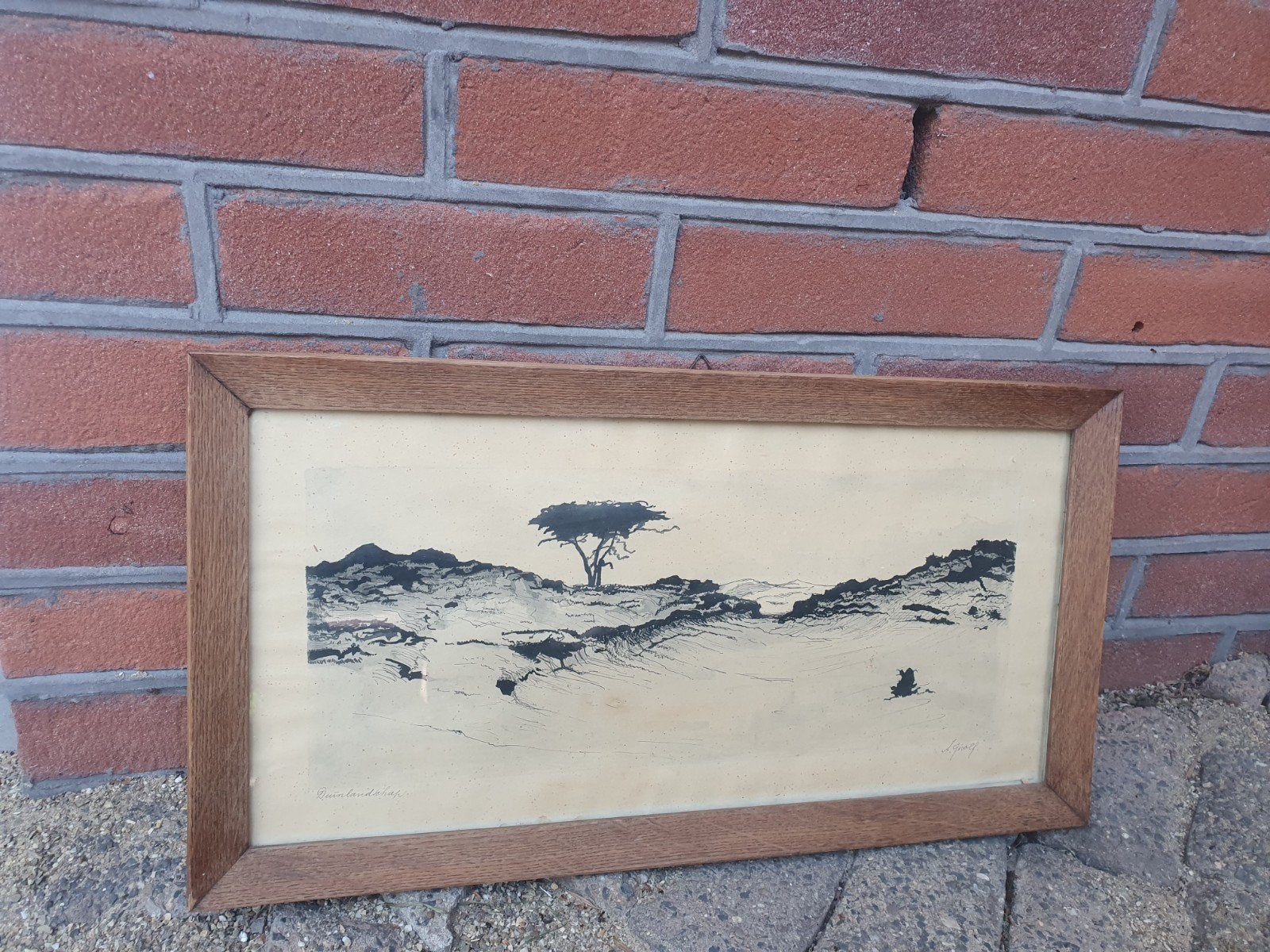 Originele gewassen pentekening ‘Duinlandschap’ – A. Gisolf, Antiek en Kunst, Kunst | Tekeningen en Foto's, Ophalen