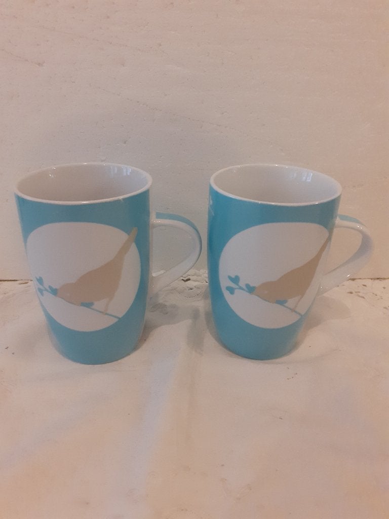 V & D - 2 mooie porseleinen mokken met vogels, --, Overige merken, V & D, Ophalen of Verzenden