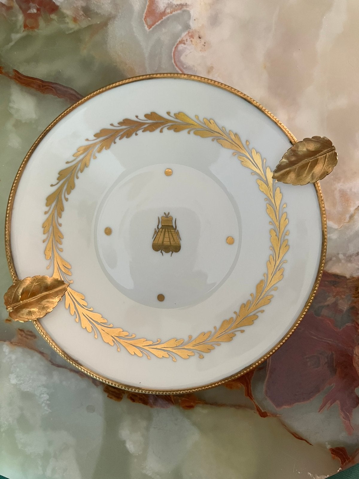 Rare Luxury Limoges Vincennes B.H. Gilt Napoleon Bee Tray, Ophalen of Verzenden