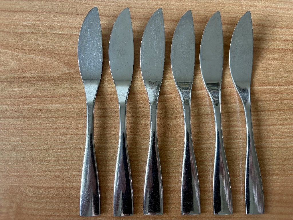6 Vismessen van Christofle - gemerkt., Los bestek, Ophalen of Verzenden, Zo goed als nieuw, Rvs of Chroom