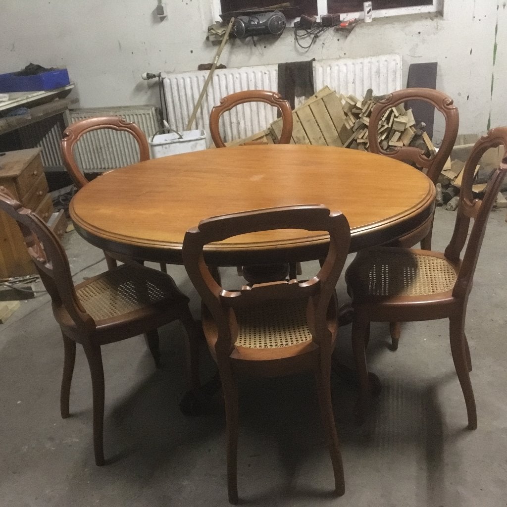 eettafel met zes stoelen (1,00 bij 1,30), Gebruikt, 100 tot 150 cm, 50 tot 100 cm, Vijf personen of meer