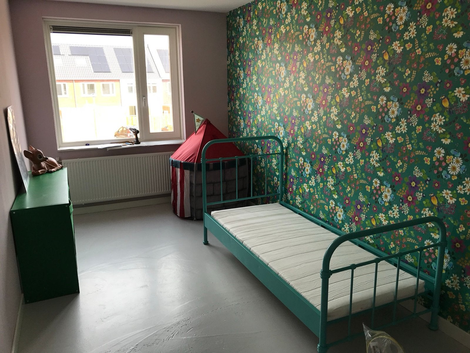 Vipec New York metalen 1persoons bed,turquoise heldere kleur, Huis en Inrichting, Ophalen, 90 cm, Zo goed als nieuw, 200 cm