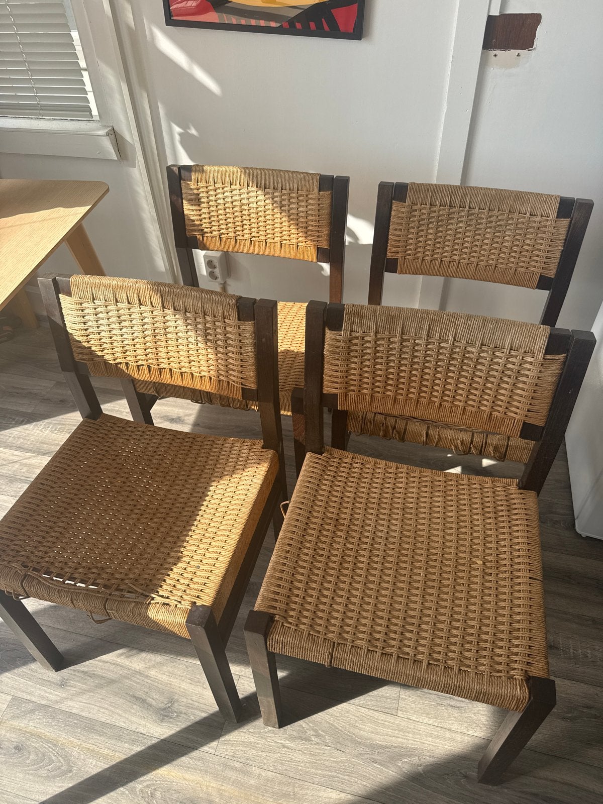 eetkamerstoelen  Arnold Merckx voor Fristho, Ophalen, Gebruikt, Bruin, Vier