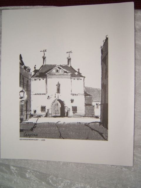 Tekening van Gevangenpoort in Lier Periode 1900 - 1944, Antiek en Kunst, Ophalen of Verzenden, Tekening