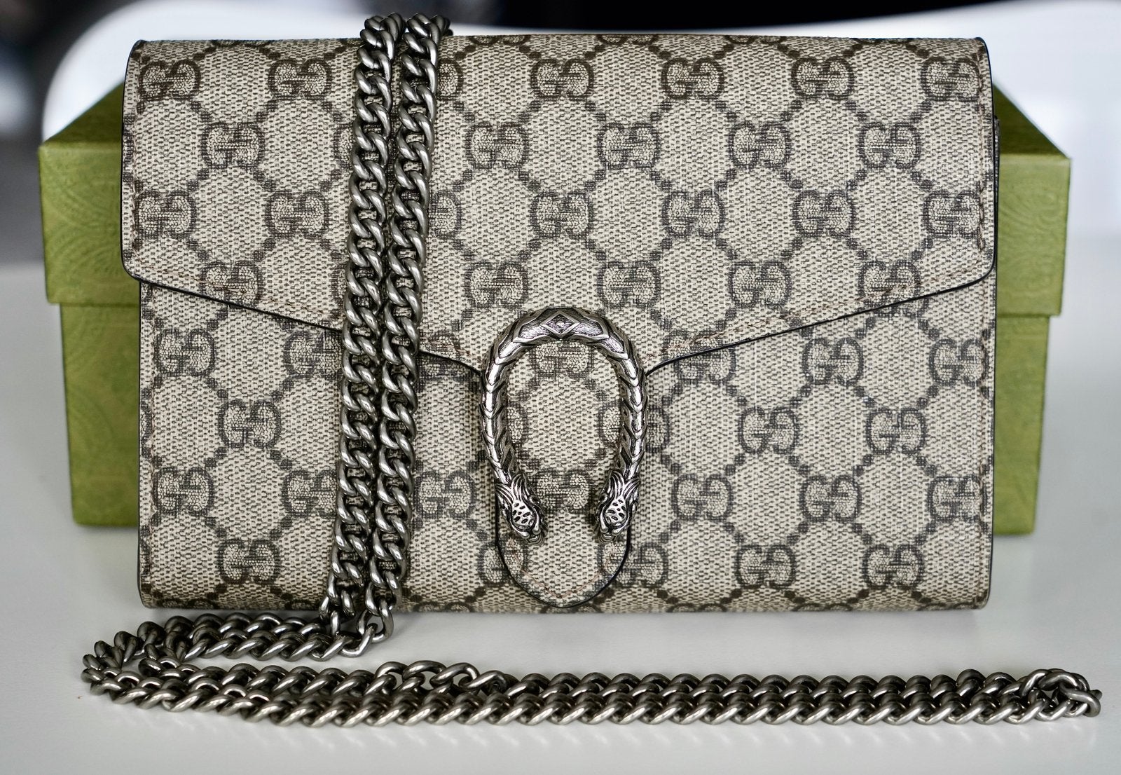 Gucci Dionysus Wallet on a Chain. Origineel en in topstaat., Ophalen, Zo goed als nieuw, Beige, Schoudertasje