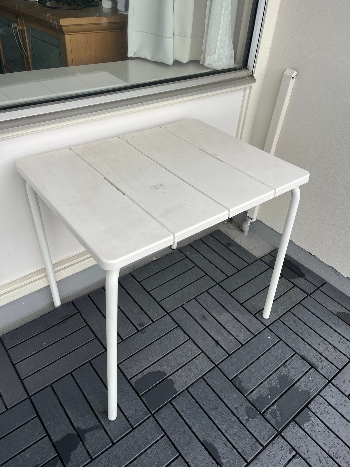 IKEA Witte vierkante tuintafel - Gebruikt, Ophalen, Gebruikt, Vierkant, Kunststof