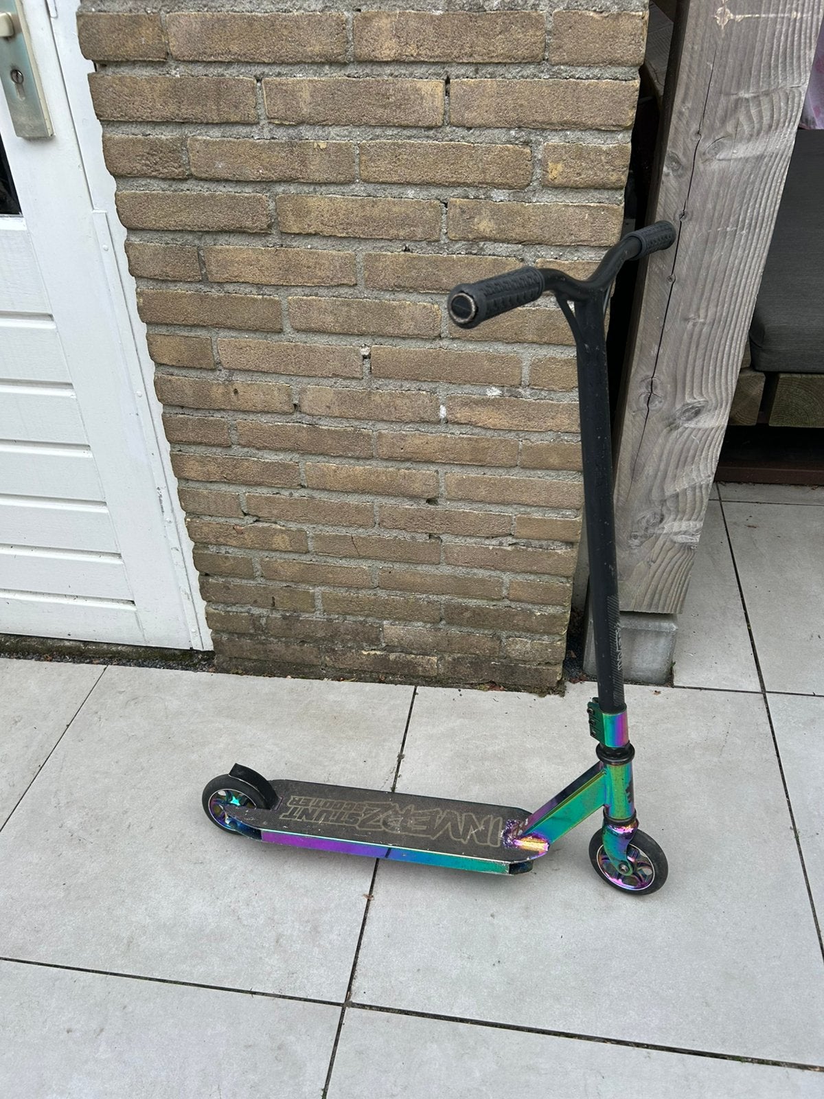 Inverz stunt scooter, step, zwart /Galaxy/neon chroom, Ophalen, Gebruikt, Gewone step