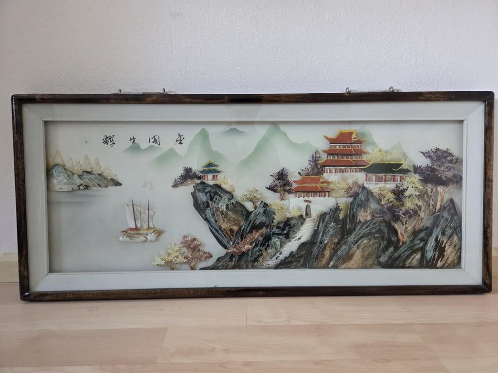 Schilderij 3D chinees schelpenkunst., Ophalen