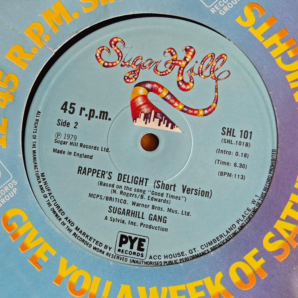 Maxi Single - Rapper's Delight - Sugarhill Gang, Cd's en Dvd's, Vinyl Singles, Ophalen of Verzenden, Zo goed als nieuw, 12 inch