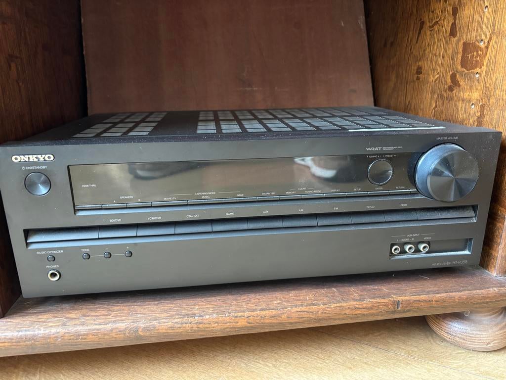 Onkyo AV receiver HT R358 incl. subwoofer en dolby speakers, Ophalen, Gebruikt, 120 watt of meer, Onkyo