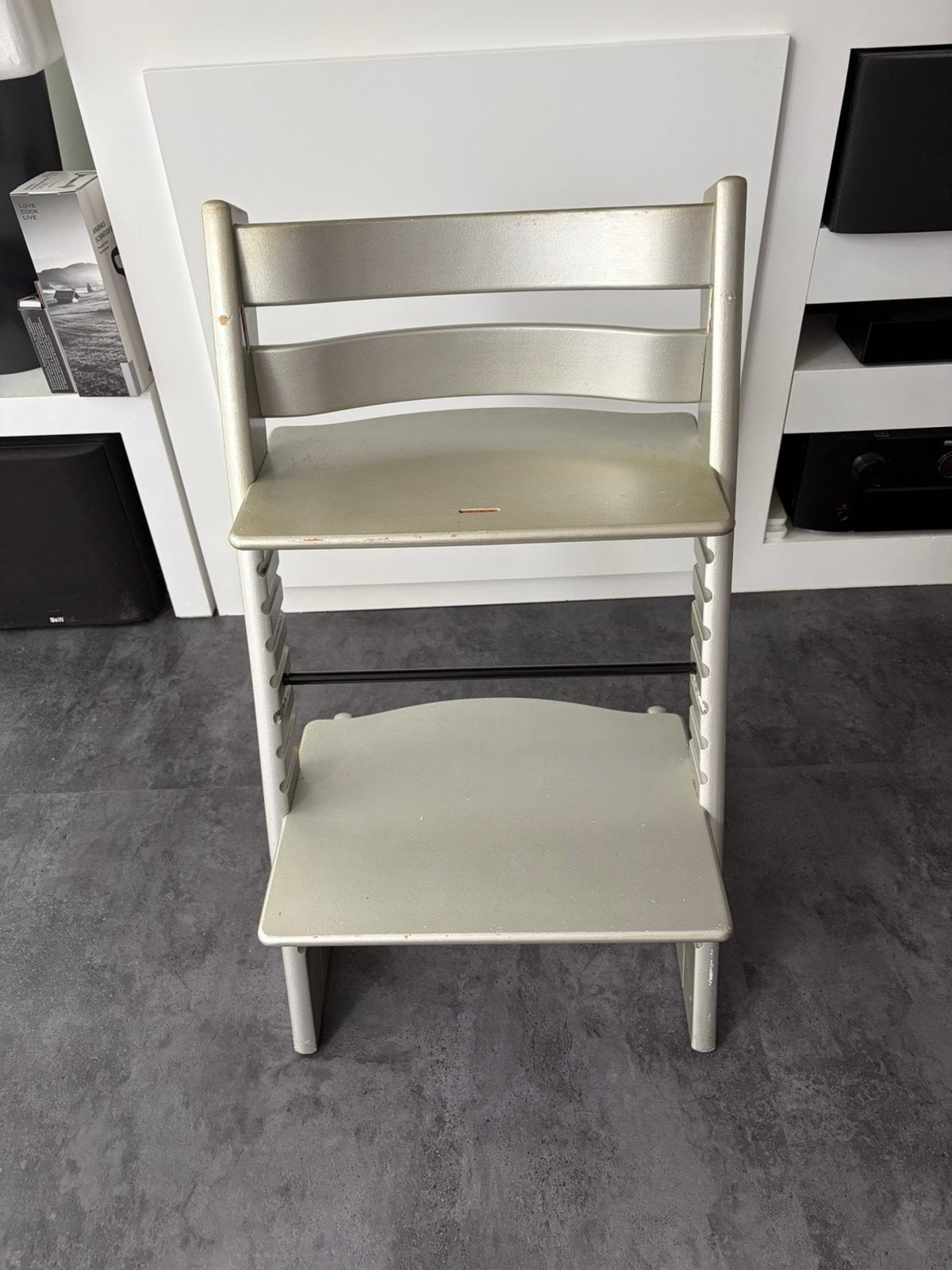 Stokke Tripp Trapp zilver grijs, Ophalen, Zo goed als nieuw, Meegroeistoel, Aanschuifbaar