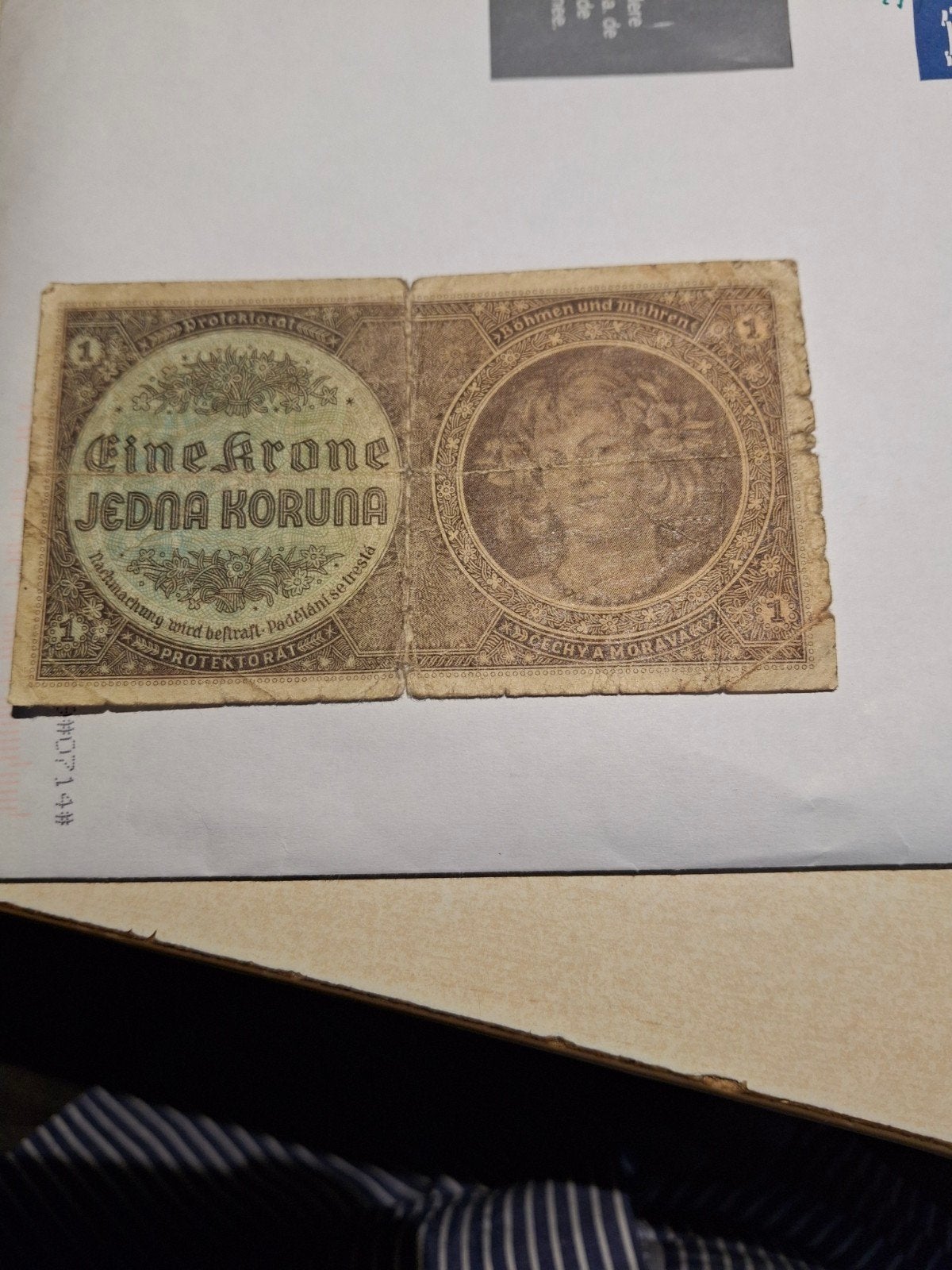 Bohemen en Moravië 1 Koruna biljet, Ophalen of Verzenden, Overige landen, Los biljet