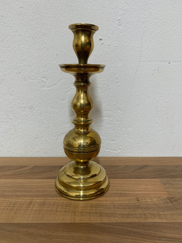 Messing bolkandelaar | kaarsenstandaard, Ophalen of Verzenden, Koper of Brons