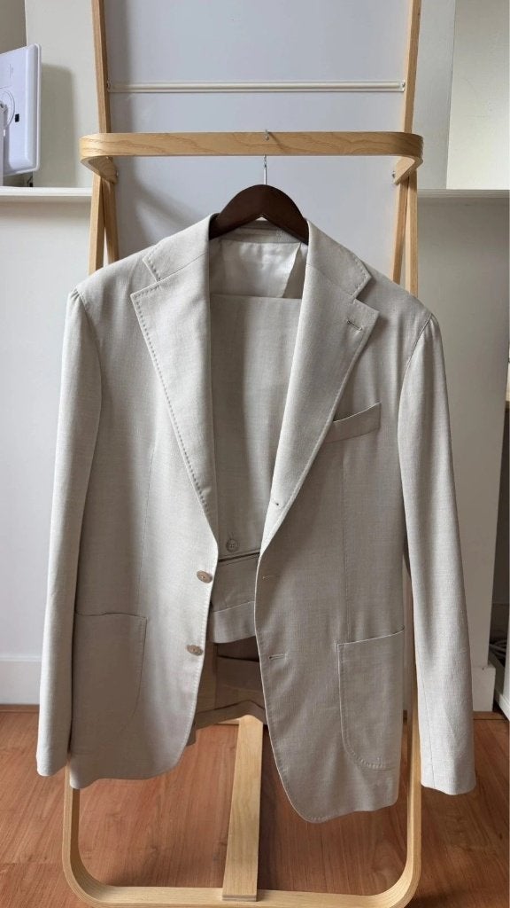 Atelier Munro x Loro Piana Jersely Beige MTM Suit Wool Silk, Beige, Nieuw, Loro Piana, Verzenden