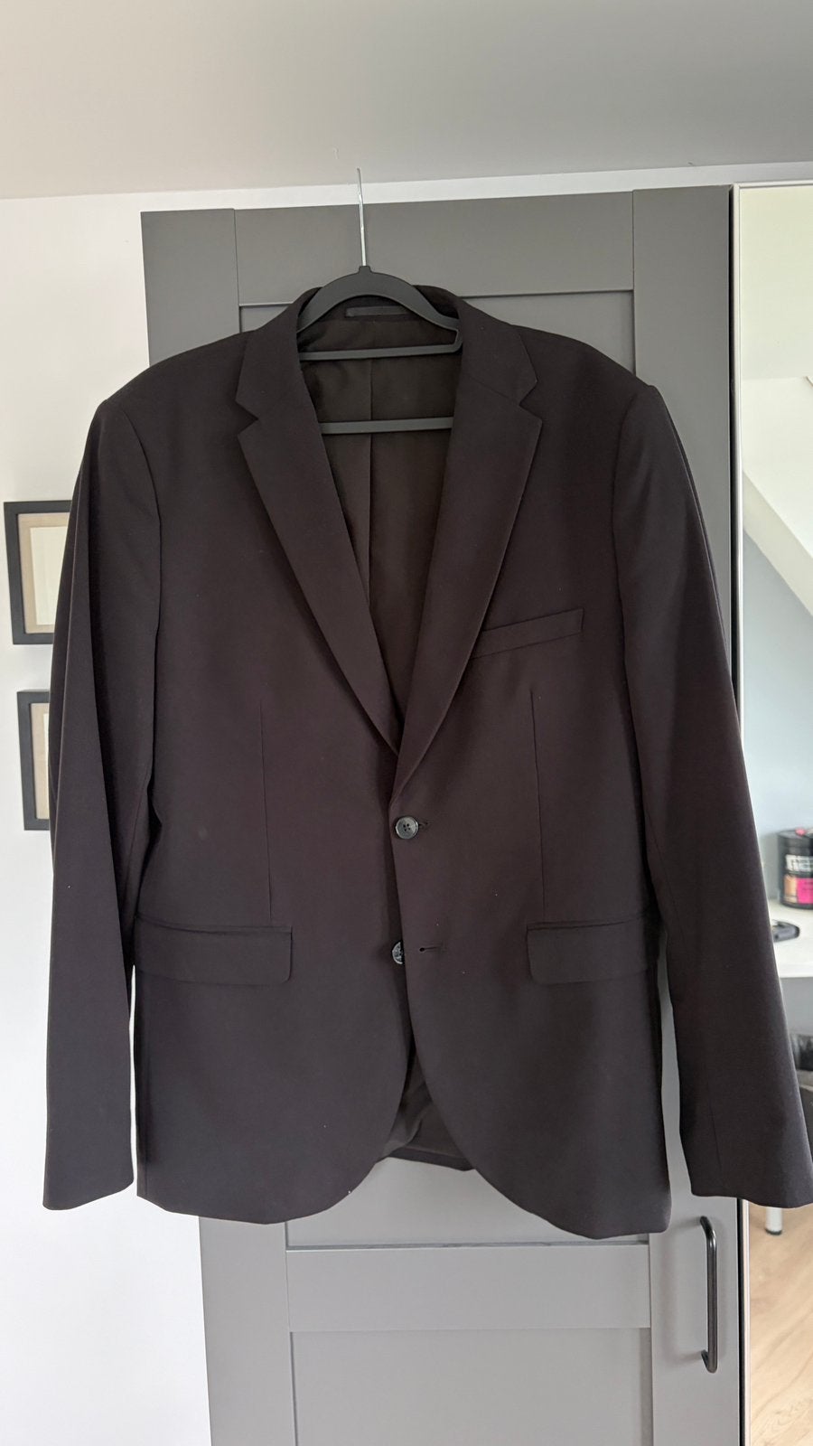 Heren Pak WE Maat 50 - Slim Fit Zwart, Ophalen of Verzenden, Zo goed als nieuw, Maat 48/50 (M), Zwart