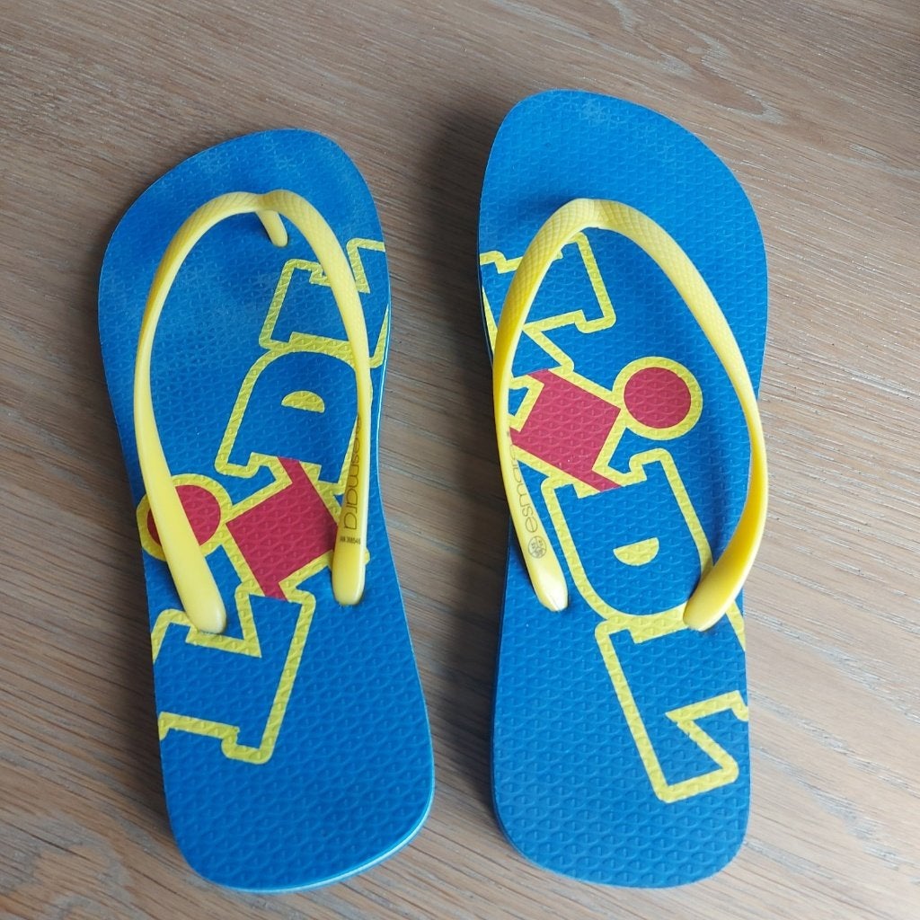 Lidl Esmara teenslippers - maat 38 / 39 - blauw / geel, Slippers, Blauw, Zo goed als nieuw, Esmara