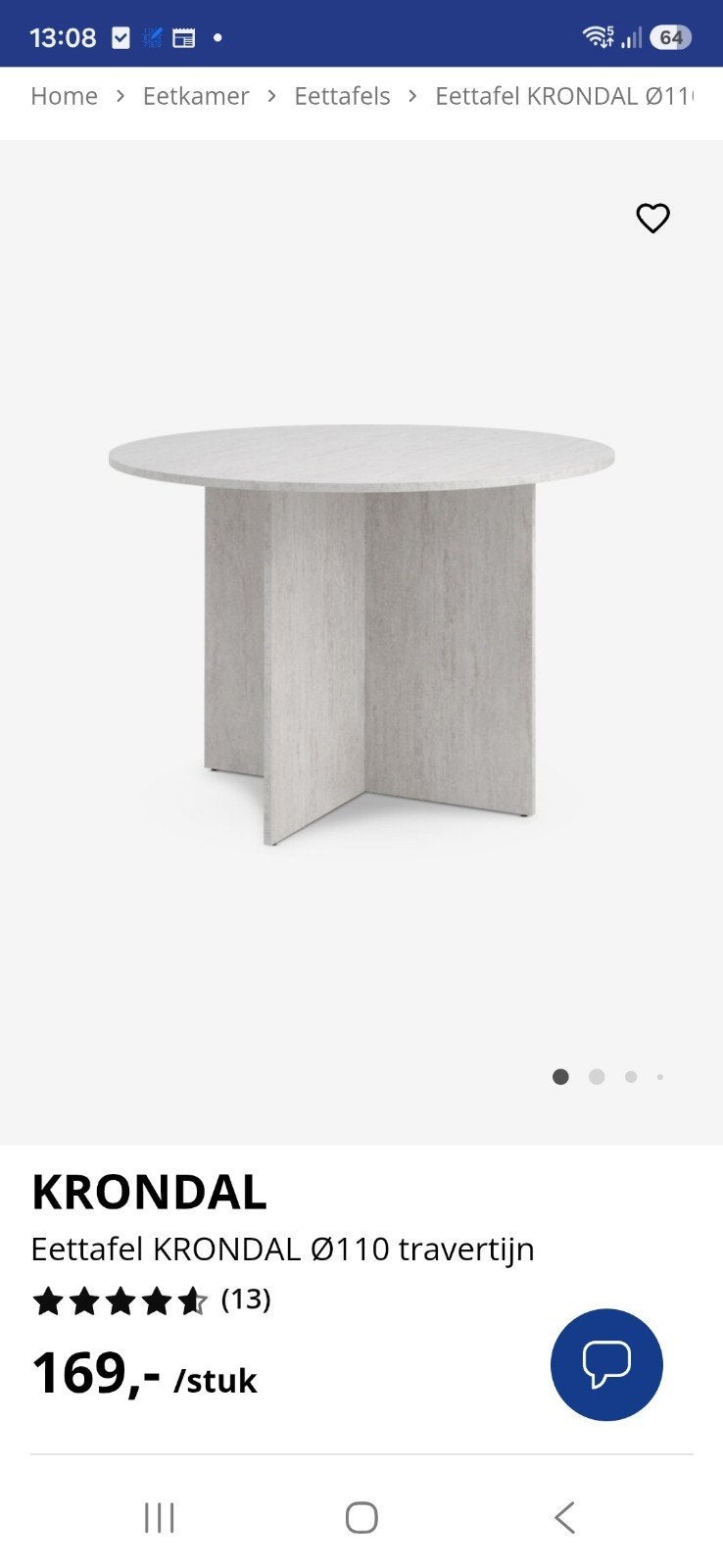 Mooie marmerlook ronde eettafel, diameter 110 cm, Ophalen, Zo goed als nieuw, 100 tot 150 cm