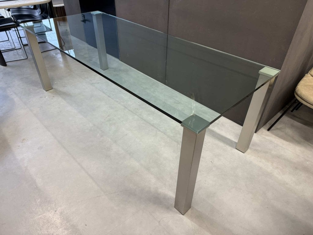 Zumsteg Eetkamertafel Glas Tafel 220x90xH73, 50 tot 100 cm, Vijf personen of meer, 200 cm of meer, Rechthoekig