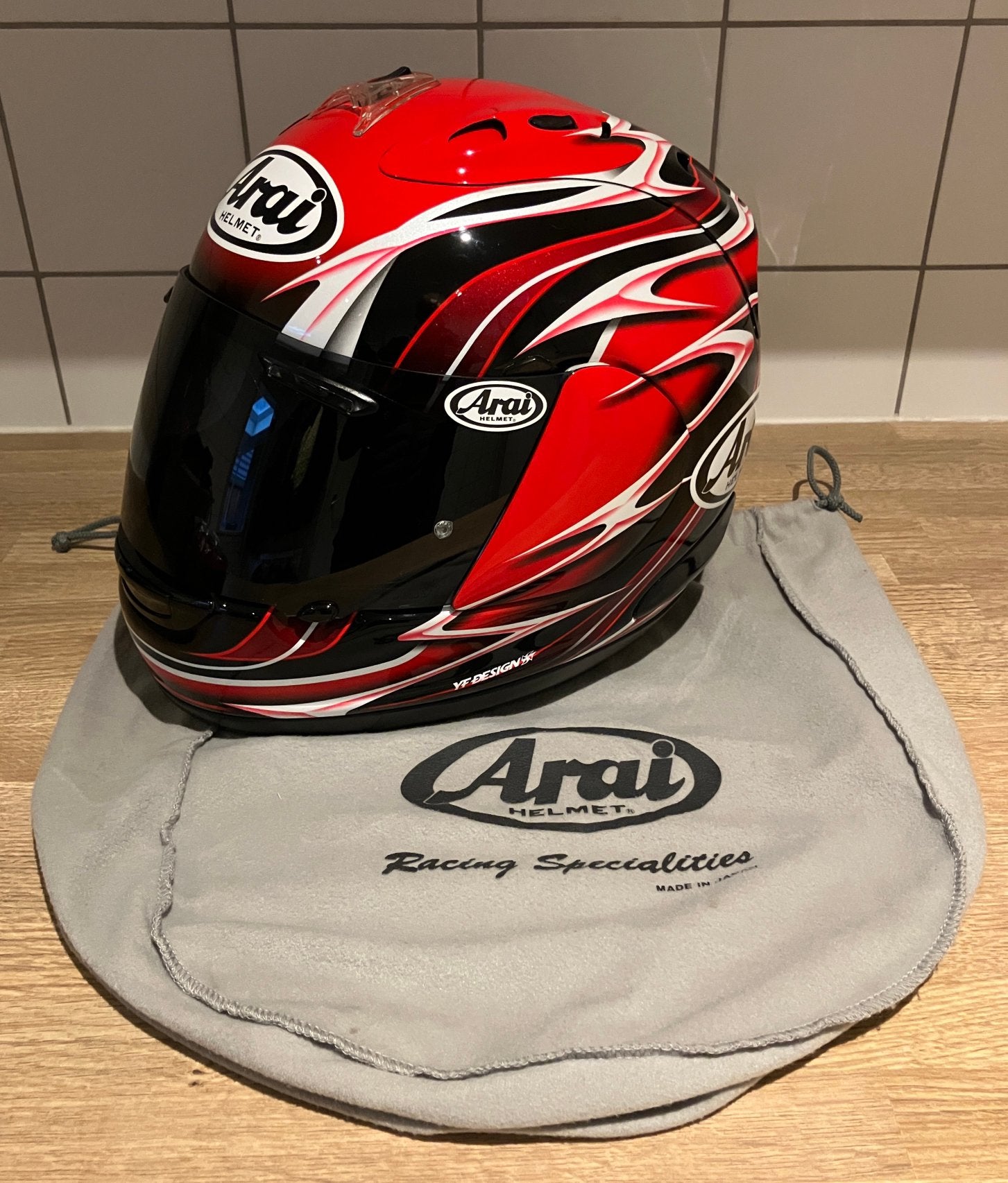 Arai RX-7GP Randy Mamola Red – maat XL - Dark Smoke SAI, Arai, Heren, XL, Ophalen of Verzenden