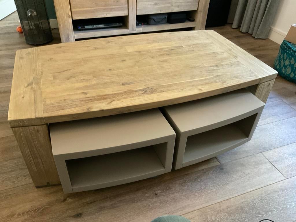 Henders en Hazel Salontafel met 2 onderschuif tafeltjes., Huis en Inrichting, Ophalen, 100 tot 150 cm, 50 tot 100 cm, Zo goed als nieuw