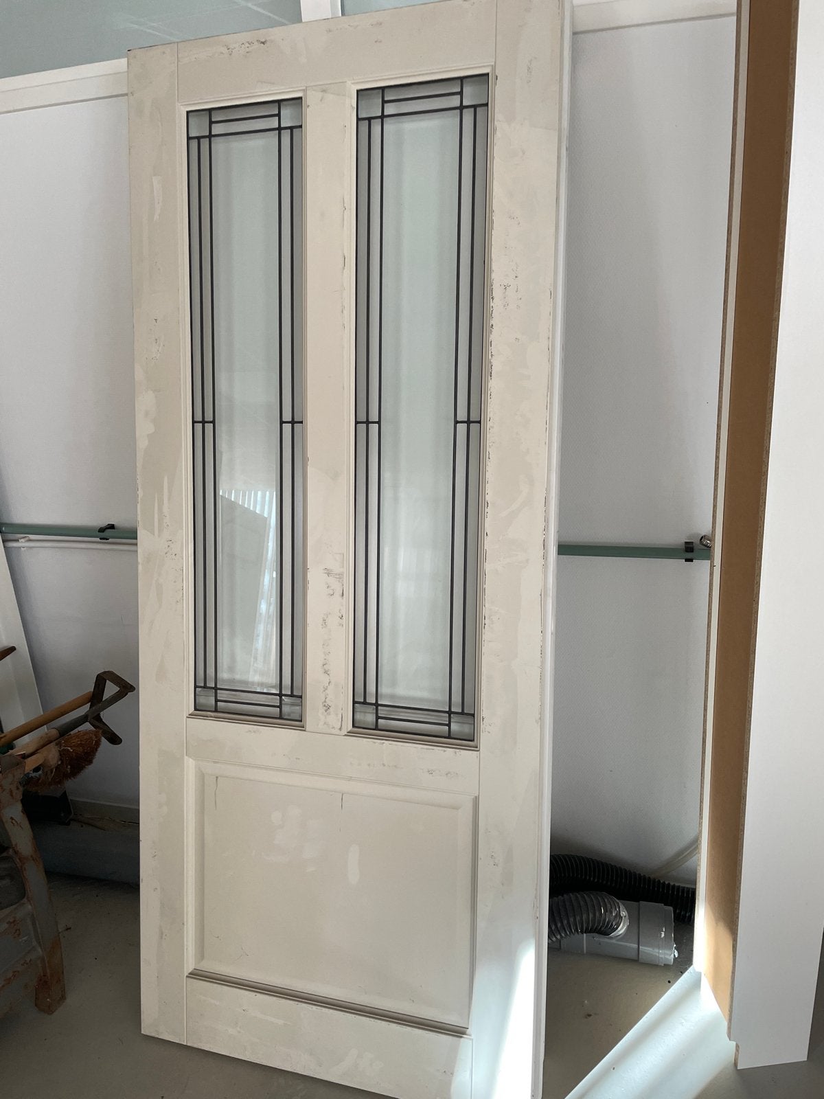 Stompe deur met glas-in-lood 88x211,5 cm, Gebruikt, 80 tot 100 cm, Binnendeur, Ophalen of Verzenden