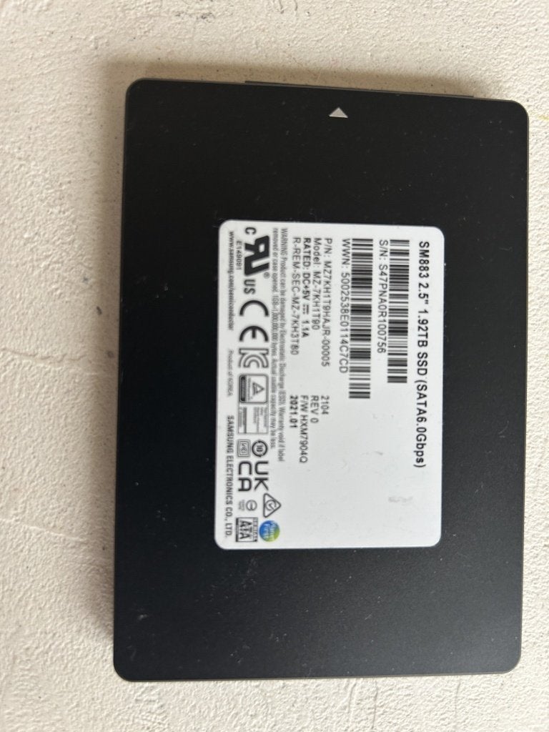 Samsung SM883 1.92TB 2.5” SATA Enterprise SSD, 1.92 TB, SSD, Nieuw, Ophalen of Verzenden