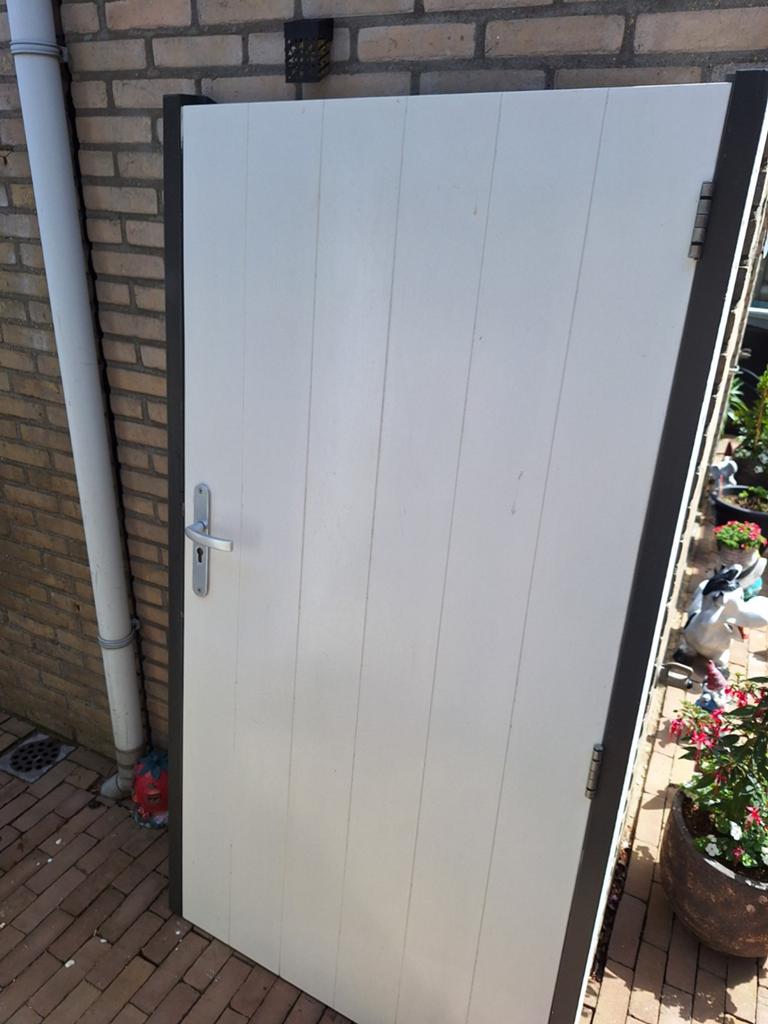 Poort deur met stijlen., Doe-het-zelf en Verbouw, Ophalen, Hout, 75 tot 150 cm, Deurkozijn
