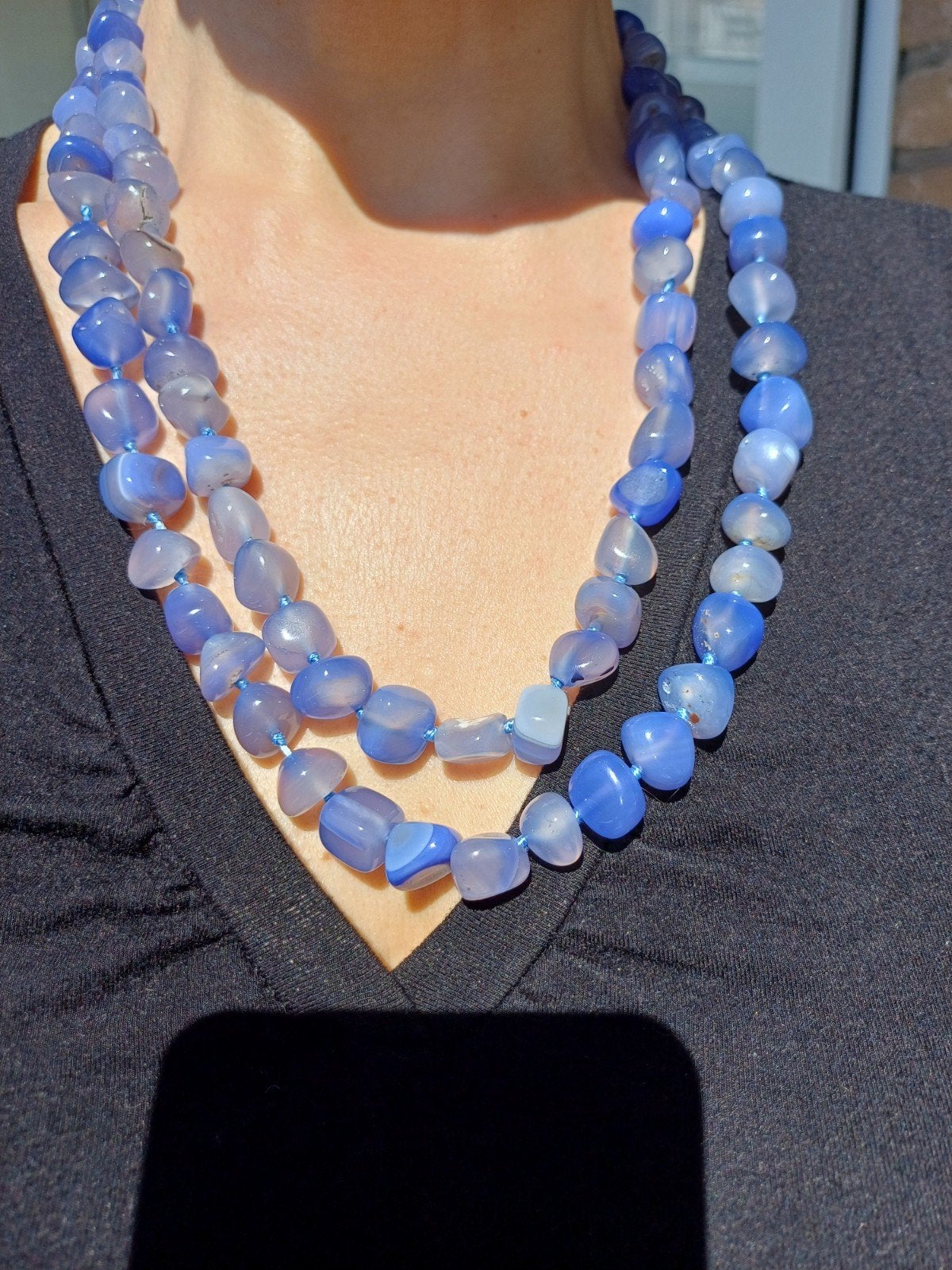 Vanoli Lange ketting / collier lichtblauwe chalcedoon RESERV, Sieraden, Tassen en Uiterlijk, Kettingen, Daiva1973@hotmail.com