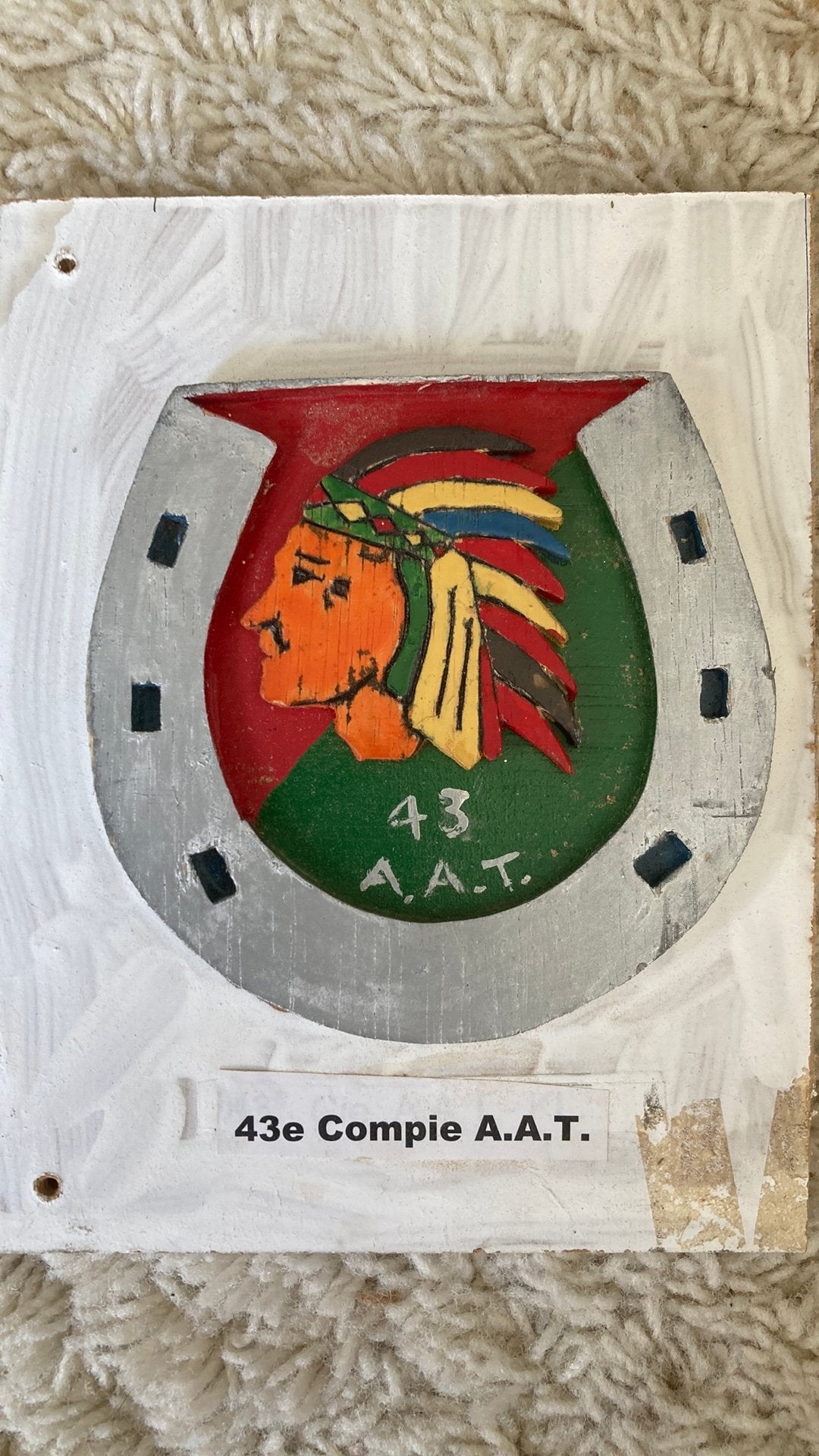 KNIL 43e Compie Aan en Afvoer Troepen, Ophalen of Verzenden, Landmacht, Nederland, Embleem of Badge