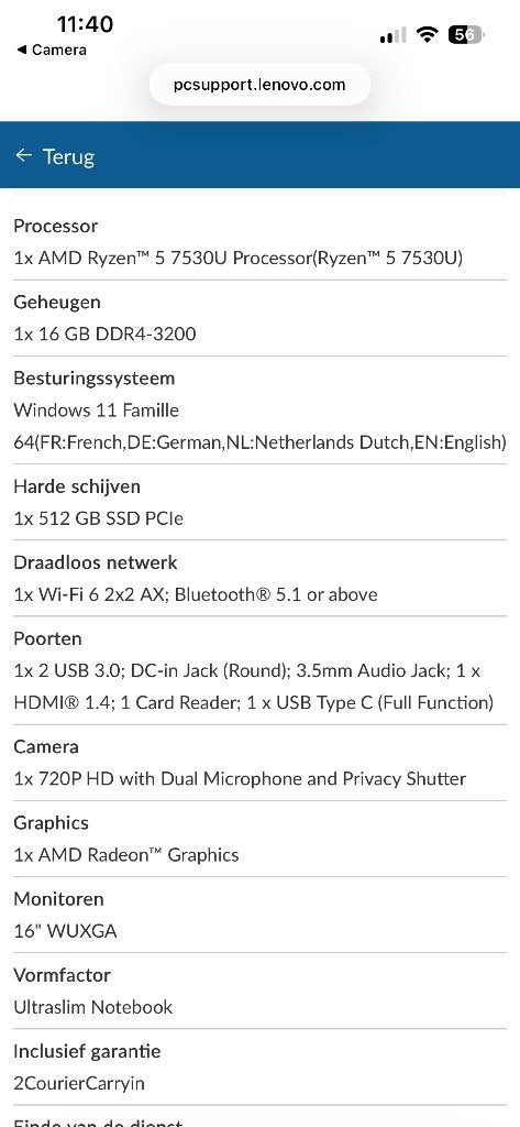Laptop Lenovo, Ophalen, 2 tot 3 Ghz, Nieuw, Azerty