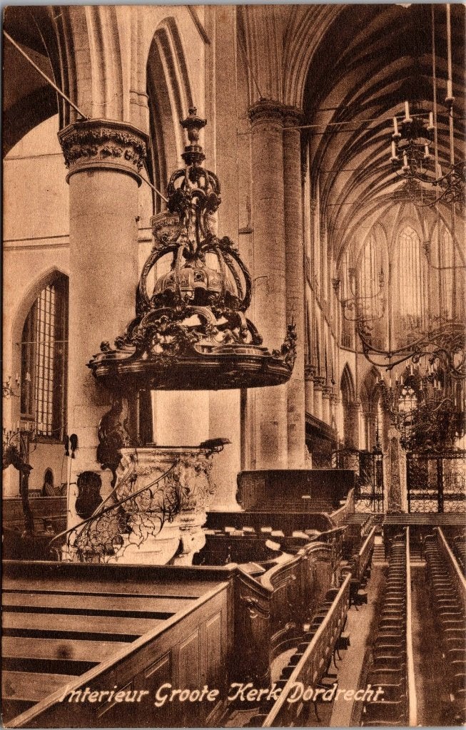 Dordrecht - 12 antieke ansichtkaarten Grote Kerk Interieur, Verzenden, Voor 1920, Ongelopen, Zuid-Holland