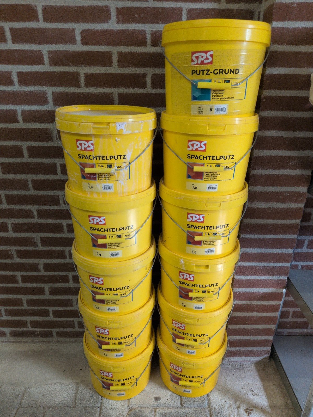 SPS Spachtelputz korrel 1 mm en Grondlaag - Totaal 55m2, Ophalen, Nieuw, Wit