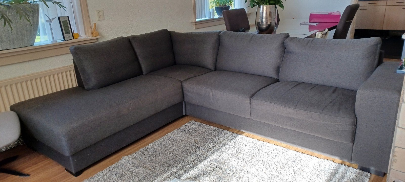 Grijze Hoekbank - Comfortabel en Ruim, Ophalen, 250 tot 300 cm, Gebruikt, 100 tot 125 cm