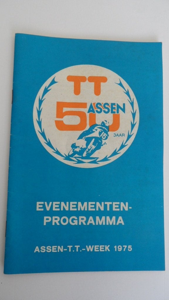 TT Assen 1975 evenementen programma 50 jarig jubileum, Verzenden, Zo goed als nieuw, Motoren