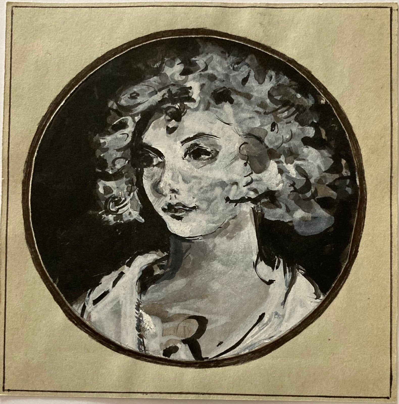 Originele pentekening gesigneerd, Overige technieken, Portret, Ophalen of Verzenden, 15 cm