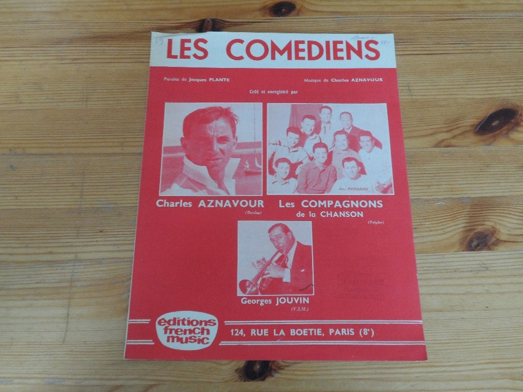 Les comediens -  j'ai perdu la tete - charles aznavour, Gebruikt, Gitaar, Ophalen of Verzenden, Artiest of Componist